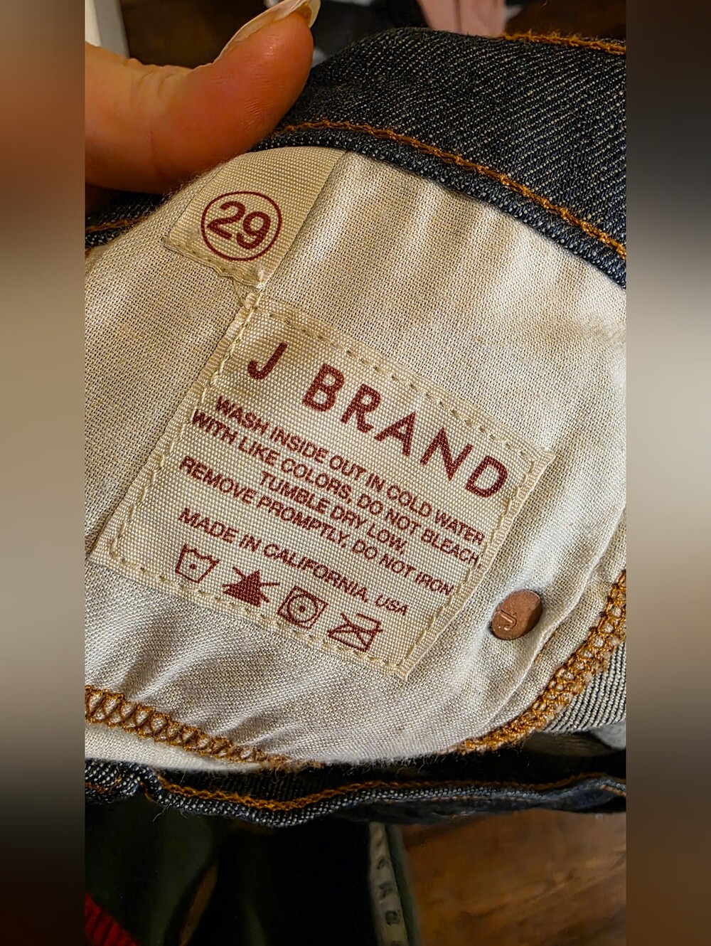 JBRAND Dark Wash Low Rise Cigarette Jean 914 In Miner 29W 31L - Picture 7 of 8